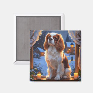 Cavalier King met kerstverlichting Magneet