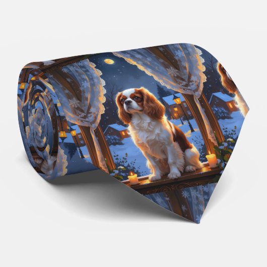 Cavalier King met kerstverlichting Stropdas (Opgerold)