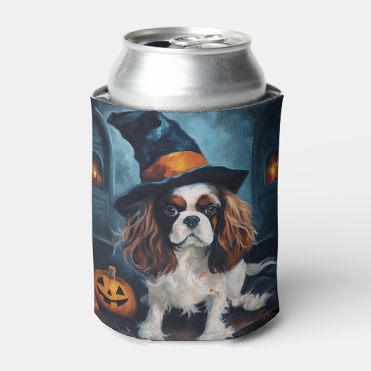 Cavalier King pompoenen Halloween eng Blikjeskoeler (Blikje Voorkant)