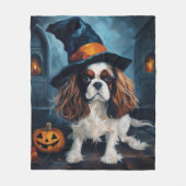 Cavalier King pompoenen Halloween eng Fleece Deken (Voorkant)