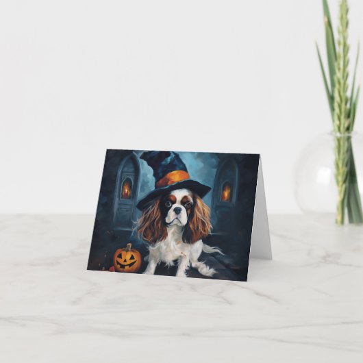Cavalier King pompoenen Halloween eng Kaart (Voorkant)