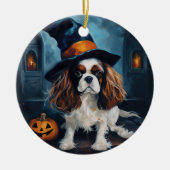 Cavalier King pompoenen Halloween eng Keramisch Ornament (Voorkant)
