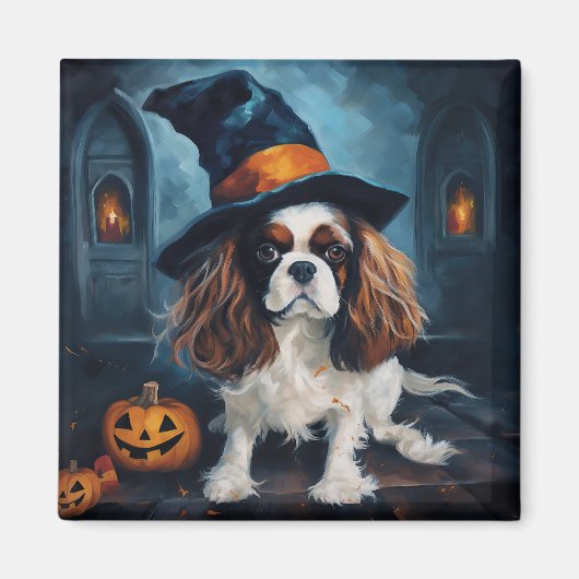 Cavalier King pompoenen Halloween eng Magneet (Voorkant)