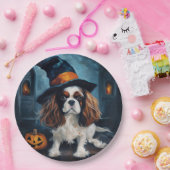 Cavalier King pompoenen Halloween eng Papieren Bordje (Feest)