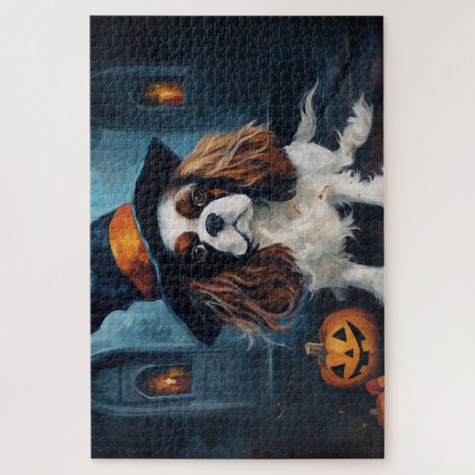Cavalier King Pompoenen Halloween Griezelen Legpuzzel (Verticaal)