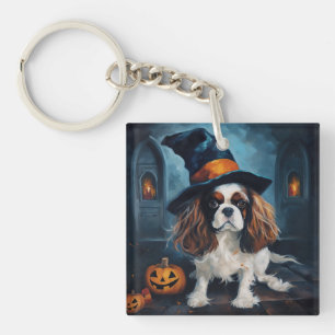 Cavalier King Pompoenen Halloween Griezelen Sleutelhanger