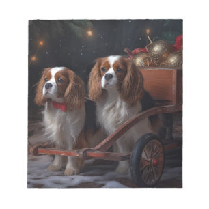 Cavalier King Sneeuw Slede Kerst Decoratie Notitieblok