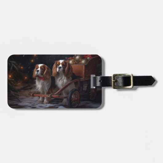 Cavalier King Sneeuwslee Kerstdecoratie Bagagelabel (Voorkant horizontaal)