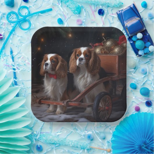 Cavalier King Sneeuwslee Kerstdecoratie Papieren Bordje (Feest)