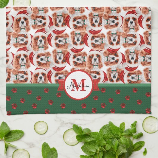 Cavalier King Spaniel Monogram kersthond Theedoek (Gevouwen)