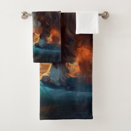 Cavalier King Strand Surfen Schilderij Bad Handdoek (Insitu)
