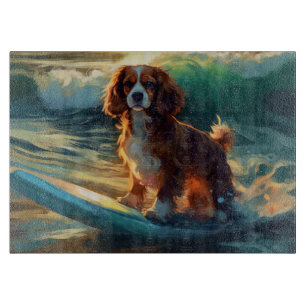 Cavalier King Strand Surfen Schilderij Snijplank