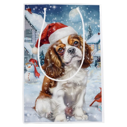 Cavalier King Winter Wonderland Kerstvreugde Medium Cadeauzakje (Voorkant)