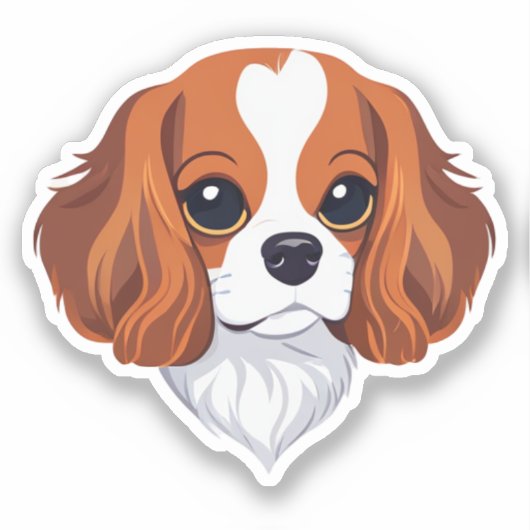 Cavalier koning charles hoofd geïllustreerd sticker (Voorkant)