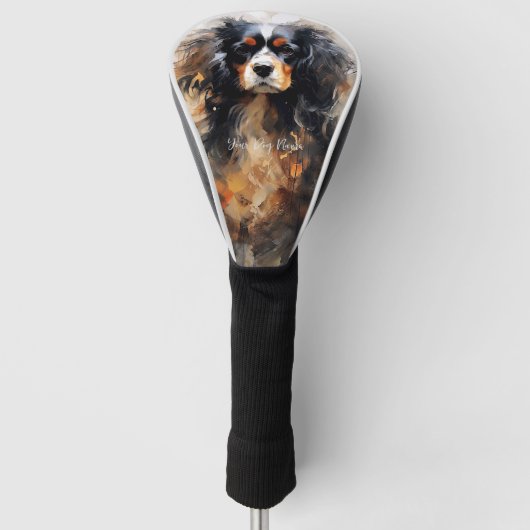Cavalier Koning Charles Spaniel Hond in de wind 00 Golfheadcover (Voorkant)