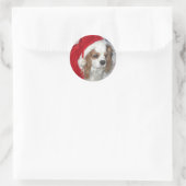 CAVALIER KONING CHARLES SPANIEL HOND MET KERSTMUTS RONDE STICKER (Tas)