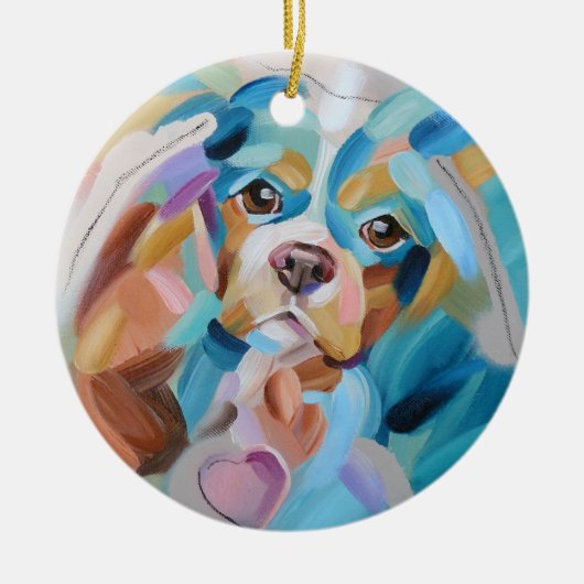 Cavalier koning charles spaniel kerstversiering keramisch ornament (Voorkant)