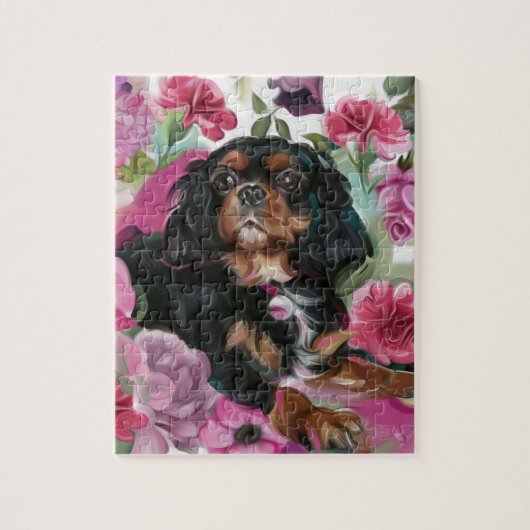 cavalier koning Charles spaniel PUZZLE | Zwart-bru Legpuzzel (Verticaal)