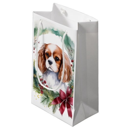 Cavalier Koning Kerstkrans Feestelijke Pup Klein Cadeauzakje (Voorkant Gekanteld)