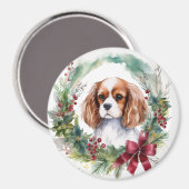 Cavalier Koning Kerstkrans Feestelijke Pup Magneet (Voorkant / Achterkant)