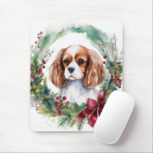 Cavalier Koning Kerstkrans Feestelijke Pup Muismat (Met muis)