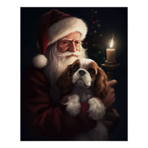 Cavalier Koning Met Kerstman Festieve Kerst Perfect Poster