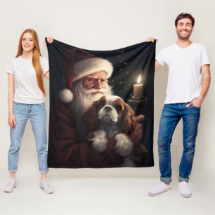 Cavalier Koning Met Sinterklaas Festive Kerstmis Fleece Deken
