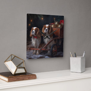 Cavalier Koning Sneeuw Slede Kerst Decoratie Vierkante Klok