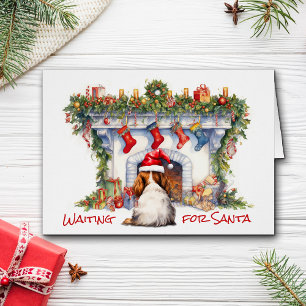 Cavalier Le roi Charles Espagnol attend Père Noël