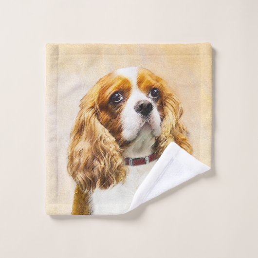 Cavalier Le Roi Charles Spaniel Peinture originale (Gant de toilette)
