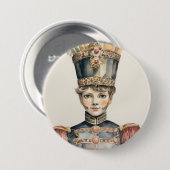 Cavalier, Nutcracker Prince Noble Cavalier in Red Ronde Button 7,6 Cm (Voorkant /achterkant)