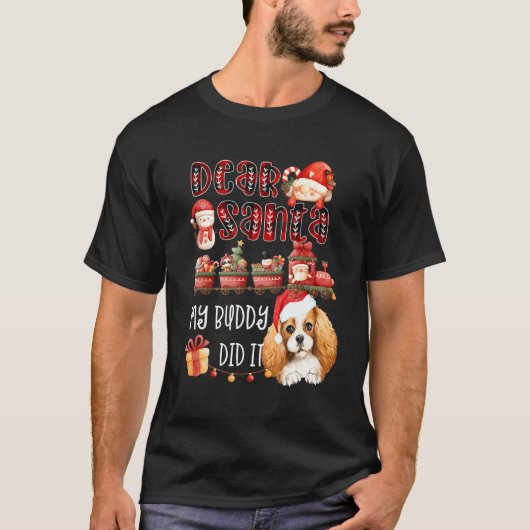 Cavalier Spaniel Beste kerstman, mijn boeddy deed  T-shirt (Voorkant)