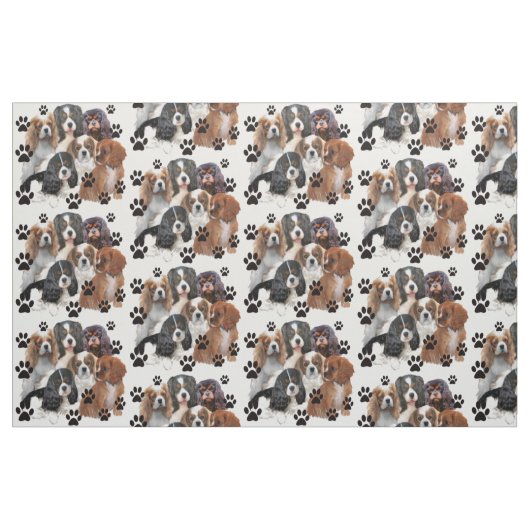 Cavalier Spaniel Colors Fabric Stof (Fat Quarter)
