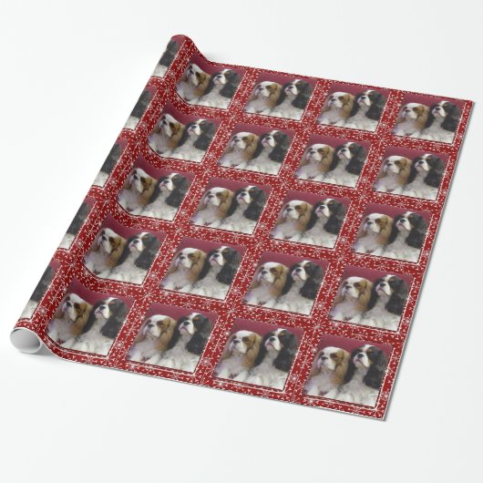 Cavalier Spaniel Holiday Wrapping Paper Cadeaupapier (Uitgerold)