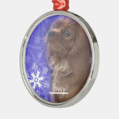 Cavalier Spaniel kerstversier, Ruby Cavalier Metalen Ornament (Links)