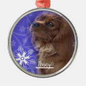 Cavalier Spaniel kerstversier, Ruby Cavalier Metalen Ornament (Voorkant)