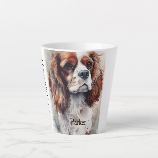Cavalier Spaniel Moder Waterverf Portretbeker Latte Mok (Voorkant)
