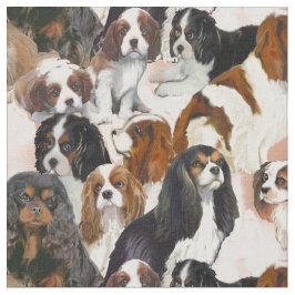 Cavalier Spaniel Mural collage fabric Stof