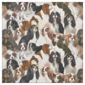 Cavalier Spaniel Mural collage fabric Stof (Swatch)