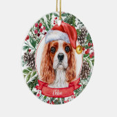 Cavalier Spaniel Nom personnalisé Ornement de Noël (Droite)