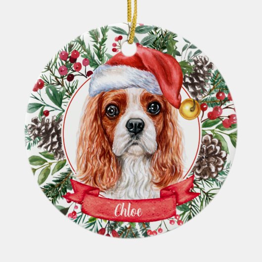 Cavalier Spaniel Nom personnalisé Ornement de Noël (Devant)