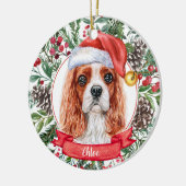 Cavalier Spaniel Nom personnalisé Ornement de Noël (Gauche)