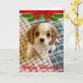 Cavalier Spaniel Puppy Holiday Card Kaart (Gele Bloem)