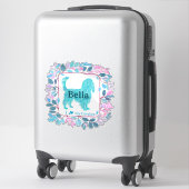 Cavalier Sticker – Personalized Pastel Blue Gift (Sur valise)