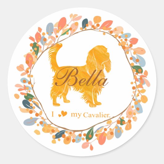 Cavalier Sticker - Personalized Pastel Orange Gift (Voorkant)