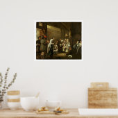 Cavaliers en bedrijven die in een Barn Carousing p Poster (Keuken)