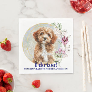 Cavapo-honden trouw servetten met foto