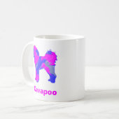 Cavapoo Crazy Hot Pink et Blue White Coffee Mug (Devant gauche)