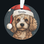 Cavapoo Custom Christmas Orament<br><div class="desc">Voici notre charmant ornement de Noël Cavapo, l'ajout parfait pour apporter chaleur et fantaisie à votre décor de vacances! Orné d'un casquette de Noël festif et d'yeux scintillants de joie de fêtes, cet adorable dessin animé Cavapoo est prêt à remplir votre maison de joie. Le casquette rouge vif de Noël...</div>