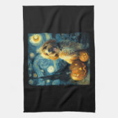 Cavapoo Cute Dog Halloween Jack O Lantern Pumpkin Theedoek (Verticaal)